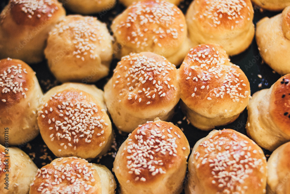 White flour bread buns.