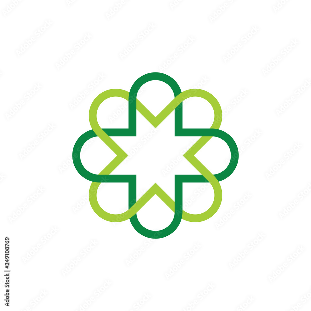 plus medical object linked line flower design logo plus medical object linked line flower design logo