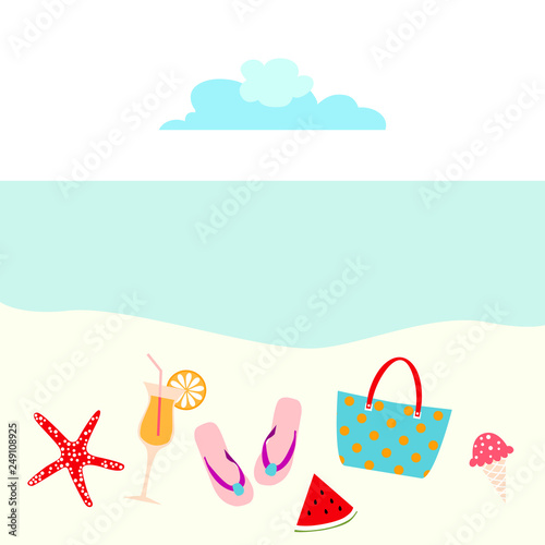 Summer vector design with beach elements. Summertime background