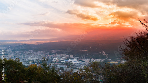 Mount Fuji and Fujiyoshida town