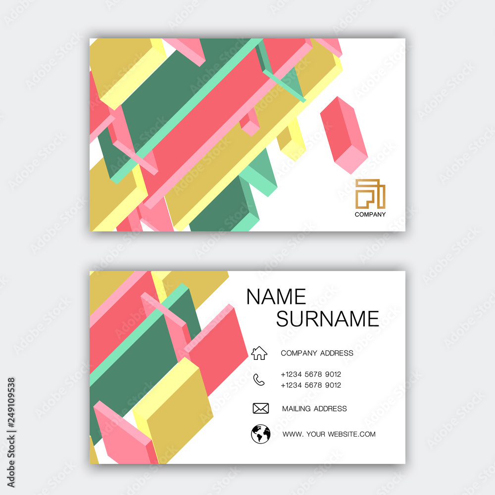 3d colorful business card design. With inspiration from the abstract.  Contact card for company. On the white background. Vector illustration  EPS10. Stock Vector | Adobe Stock