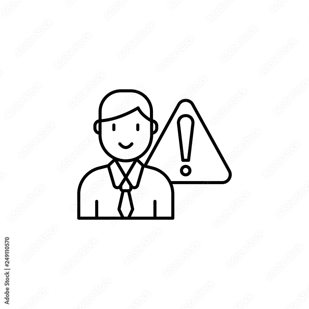 warning, person, exclamation icon. Element of Human resources for mobile concept and web apps illustration. Thin line icon for website design and development, app development warning, person, exclamation icon. Element of Human resources for mobile concept and web apps illustration. Thin line icon for website design and development, app development