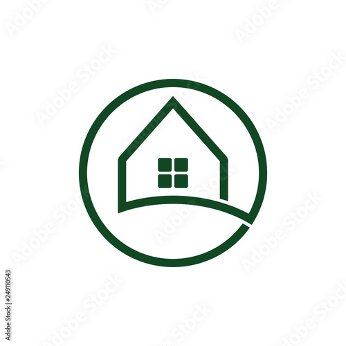 home simple line circle logo vector