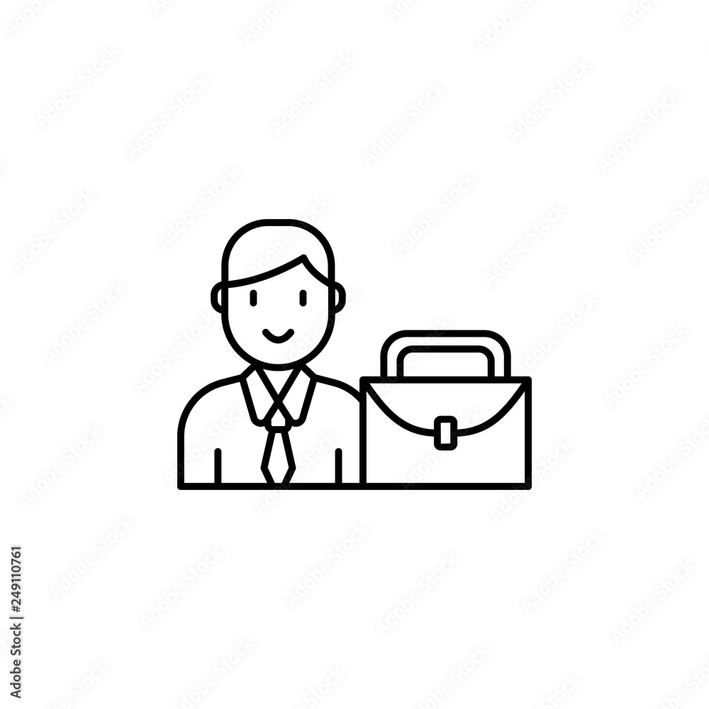 business person, suitcase icon. Element of Human resources for mobile concept and web apps illustration. Thin line icon for website design and development, app development