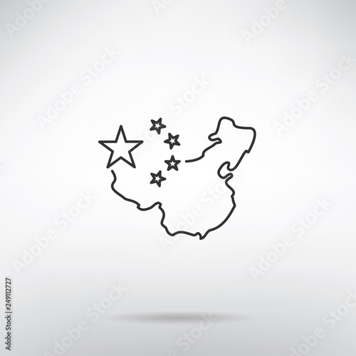 China thin line map icon with national symbol with background