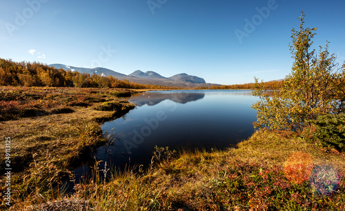 Landscape with lake, Norrbotten, Sweden photo