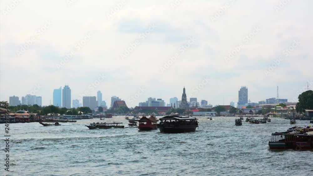 Bangkok Thailand 4K time lapse, Chao Phraya River and Wat Arun temple, Bangkok city skyline timelapse Bangkok Thailand 4K time lapse, Chao Phraya River and Wat Arun temple, Bangkok city skyline timelapse