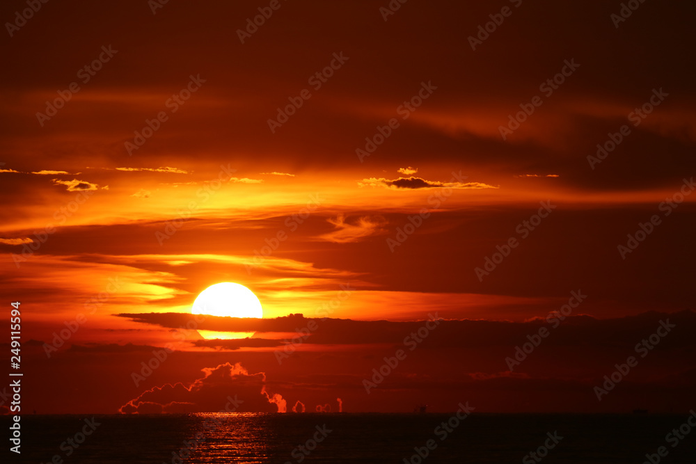 sun dawn back on morning sky silhouette cloud