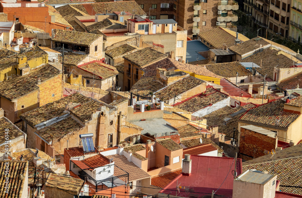 Ceramic tile rooftops of Jijona or Xixona in Alicante province