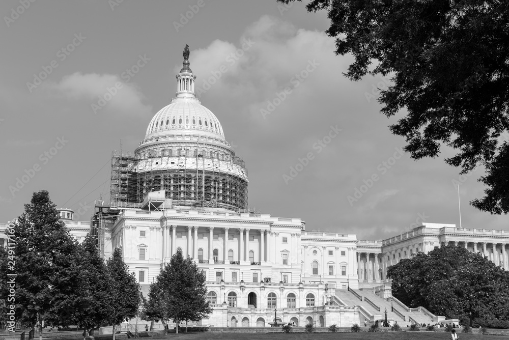 The Capitol Building, Washington DC undergoing repairs circa 2016