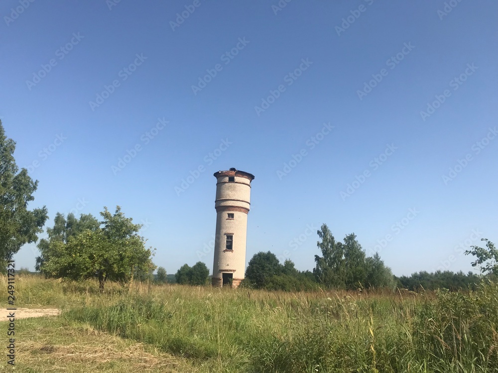 Old water tower in Belarus