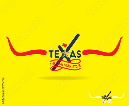 Texas Logo Concept with Star, Map and Nickname The Lone Star State, Vector EPS 10.
