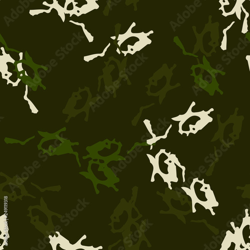 Forest camouflage of various shades of green and white colors