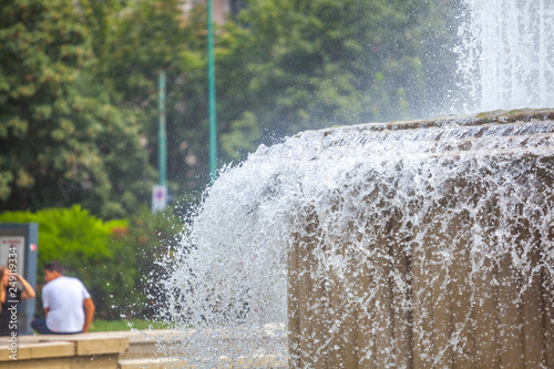 Fountain in front of the Sforza castle in Milan, Italy photo