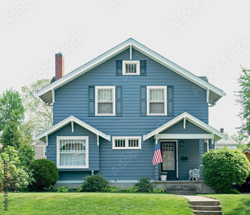 Basic Blue House with Small Porch