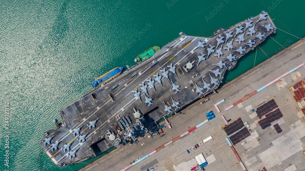 Navy Nuclear Aircraft carrier, Military navy ship carrier full loading