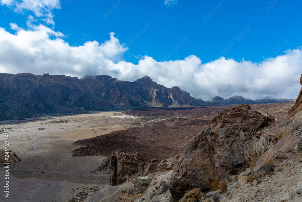 Volcanic lava fields on highest mountain in Spain Mount Teide, Tenetife, Canary Island, Spain
