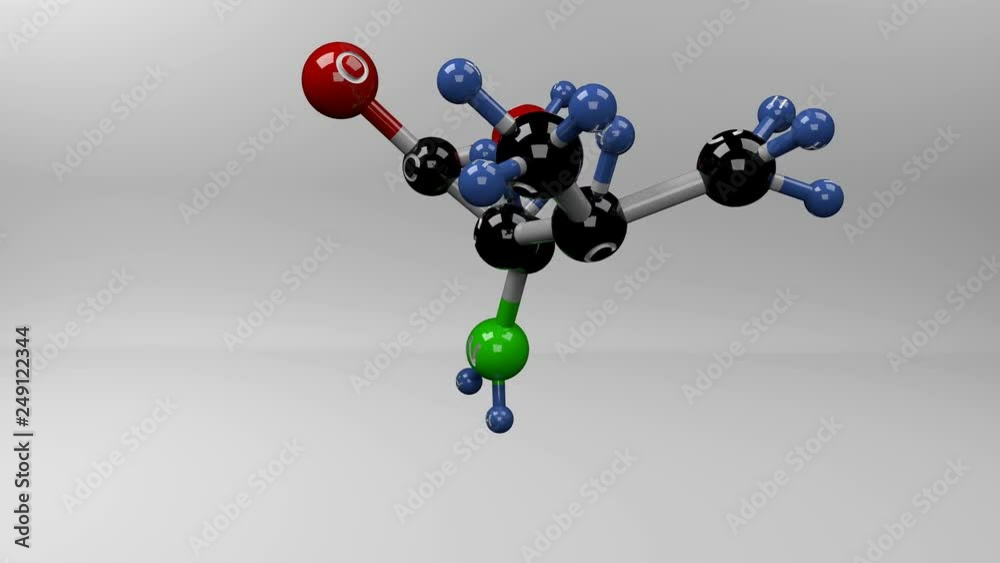 Leucine molecule. Molecular structure of essential amino acid leucine