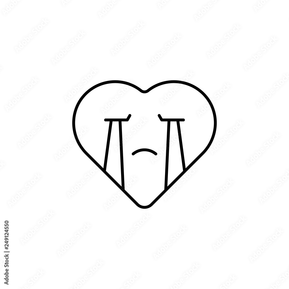 crying emoji icon. Element of heart emoji for mobile concept and web apps illustration. Thin line icon for website design and development, app development crying emoji icon. Element of heart emoji for mobile concept and web apps illustration. Thin line icon for website design and development, app development