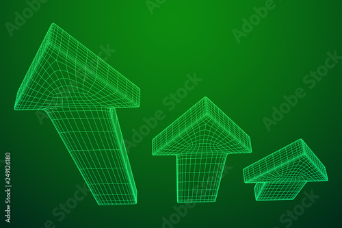 Arrow wireframe low poly mesh vector illustration