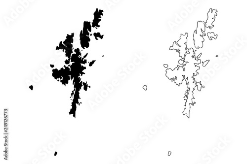 Shetland Islands (United Kingdom, Scotland, Local government in Scotland) map vector illustration, scribble sketch Zetland (Northern Isles) map photo