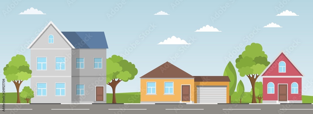 Houses set summer exterior modern illustration front apartment Houses set summer exterior modern illustration front apartment