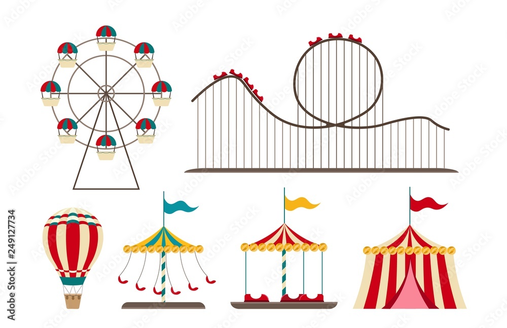 Amusement park vector illustration cartoon flat Amusement park vector illustration cartoon flat