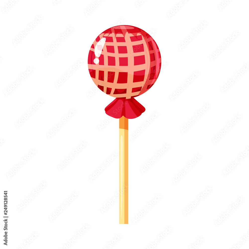 Lollipop colorful sweet. Round candies on stick in bright color packaging. Sugar sweet food dessert caramel. Vector illustration, isolated, cartoon style, icon Lollipop colorful sweet. Round candies on stick in bright color packaging. Sugar sweet food dessert caramel. Vector illustration, isolated, cartoon style, icon