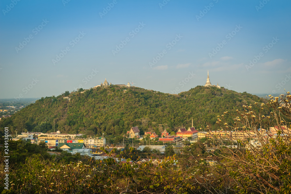 Pagoda on top of the hill at Phra Nakhon Khiri Historical Park (Khao Wang), Petchaburi, Thailand.