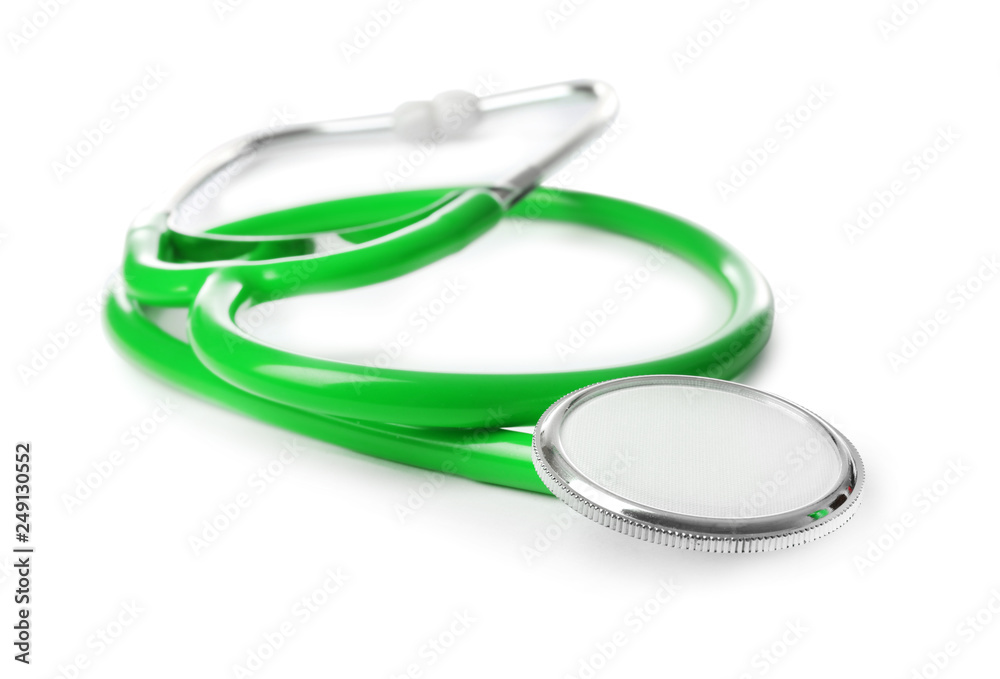 Stethoscope on white background. Medical students stuff Stethoscope on white background. Medical students stuff