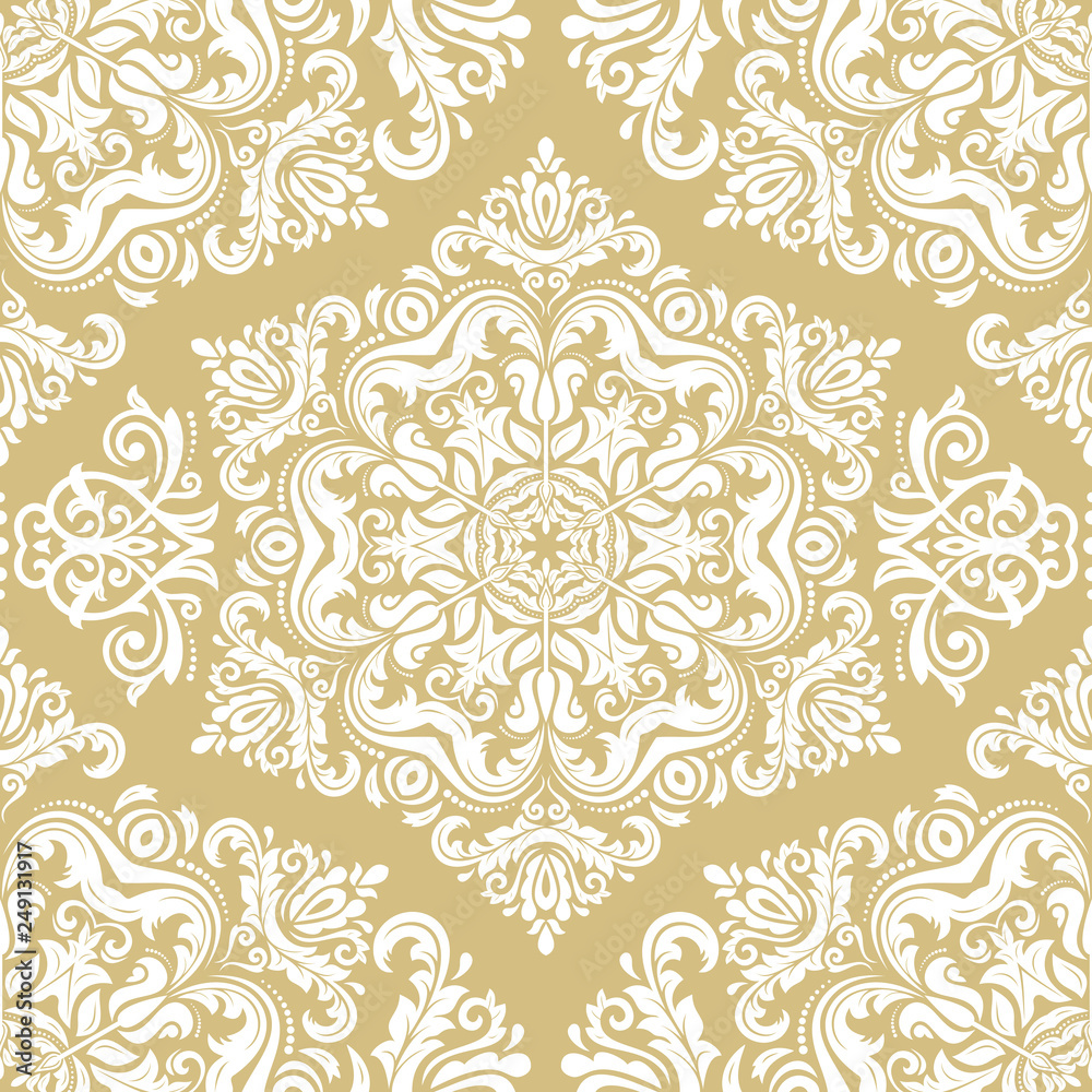 Orient vector classic yellow and white pattern. Seamless abstract background with vintage elements. Orient background. Ornament for wallpaper and packaging Orient vector classic yellow and white pattern. Seamless abstract background with vintage elements. Orient background. Ornament for wallpaper and packaging