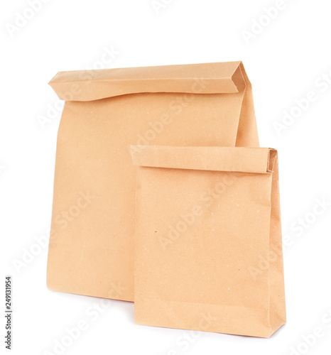 Paper bags isolated on white. Mockup for design