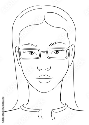 portrait einer jungen asiatischen Frau mit eckiger Brille