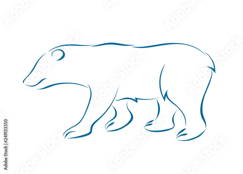 Blue brushstroke outline Polarbear icon vector