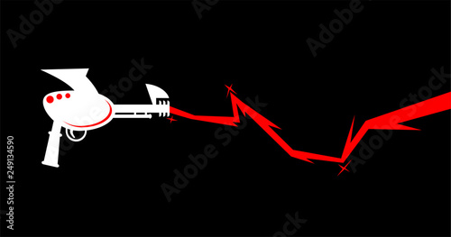 Alien gun shooting red ray