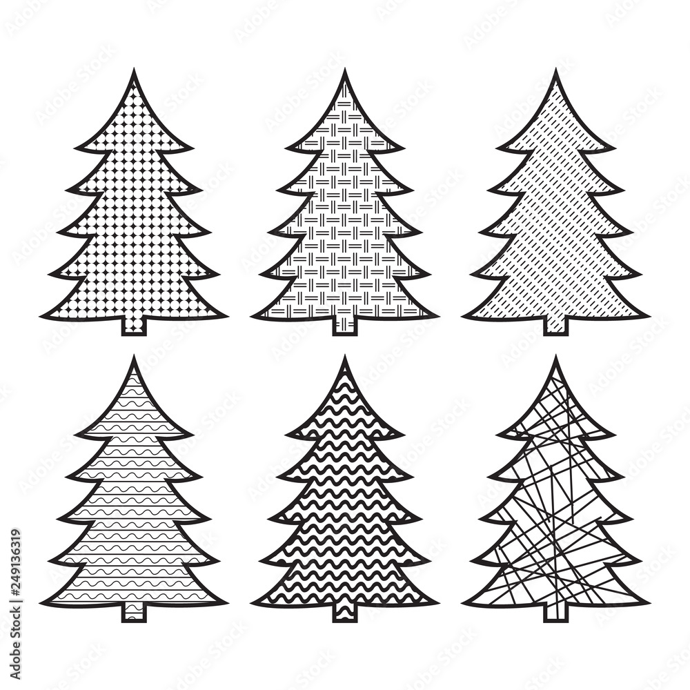 Obraz premium Set of Christmas tree icons in pop art stile Can be used for web and mobile. Vector illustration