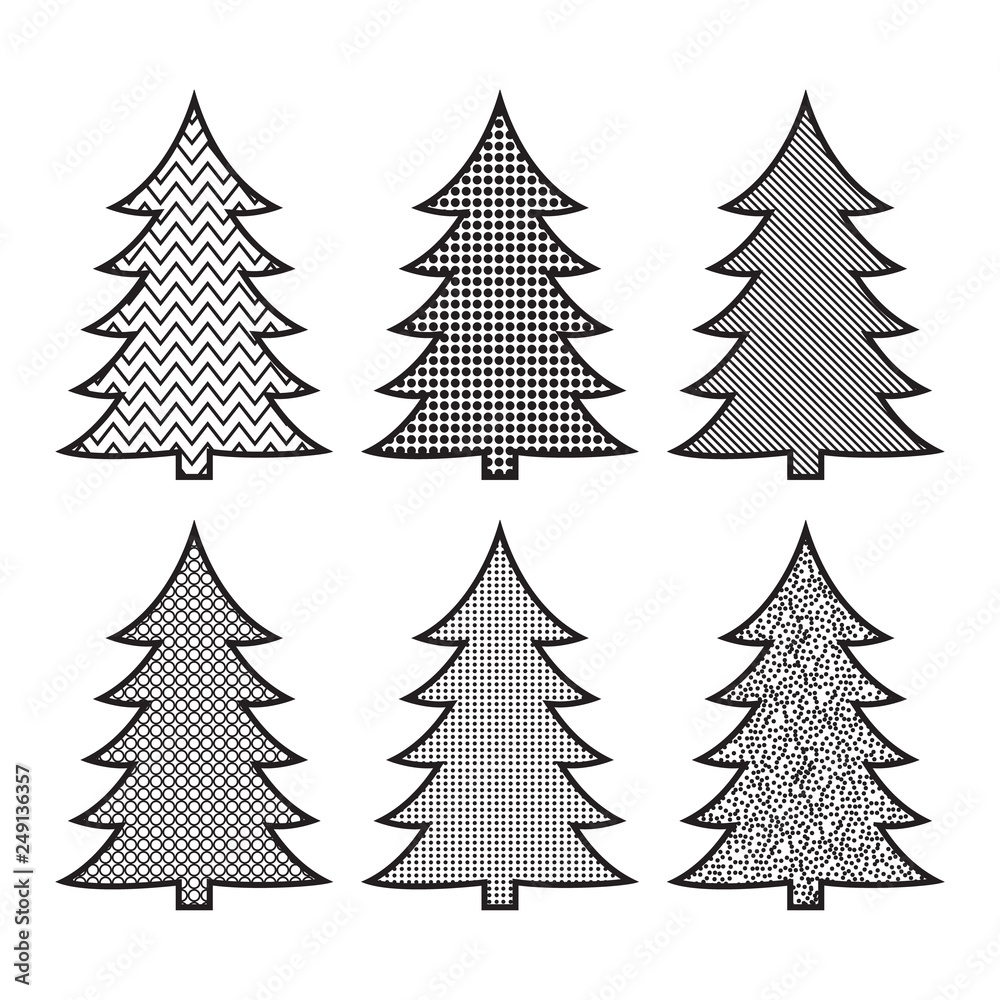 Obraz premium Set of Christmas tree icons in pop art stile Can be used for web and mobile. Vector illustration