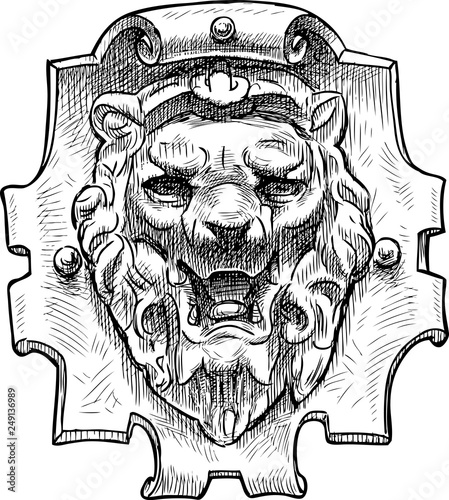 Sketch of sculptural decoration on the wall of an old building