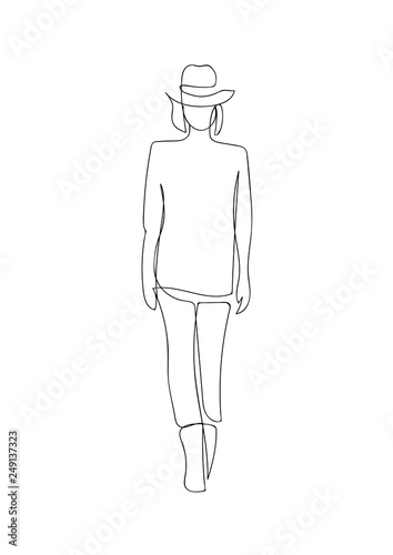 woman outline drawing / fashion model silhouette illustration   -