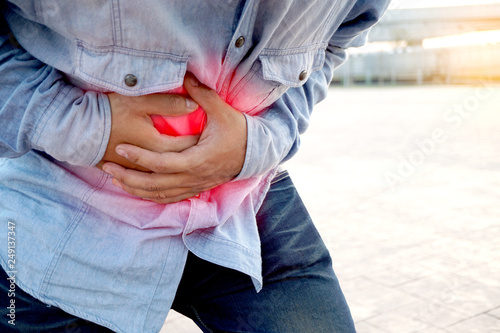 Men are having severe abdominal pain.