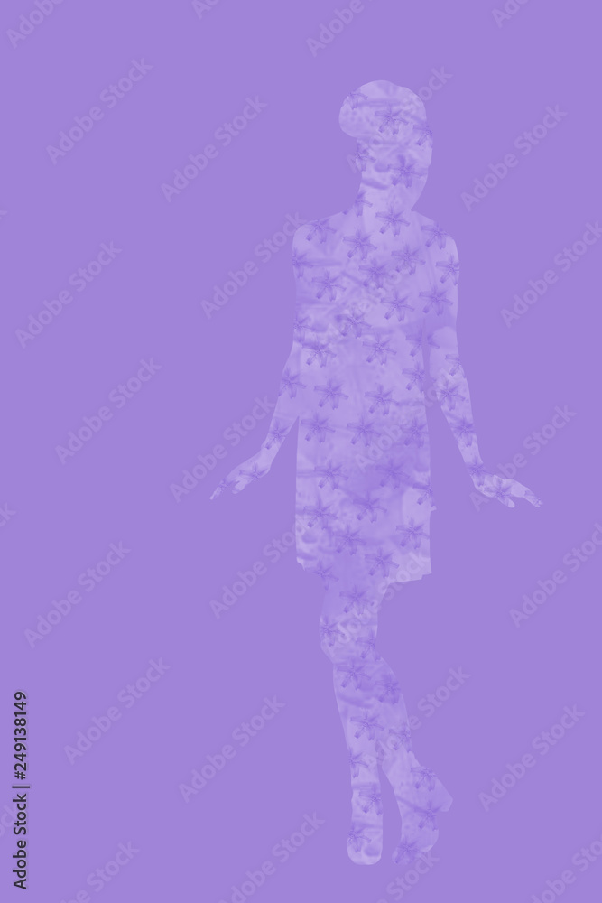 silhouette of model with floral patterns and soft color silhouette of model with floral patterns and soft color