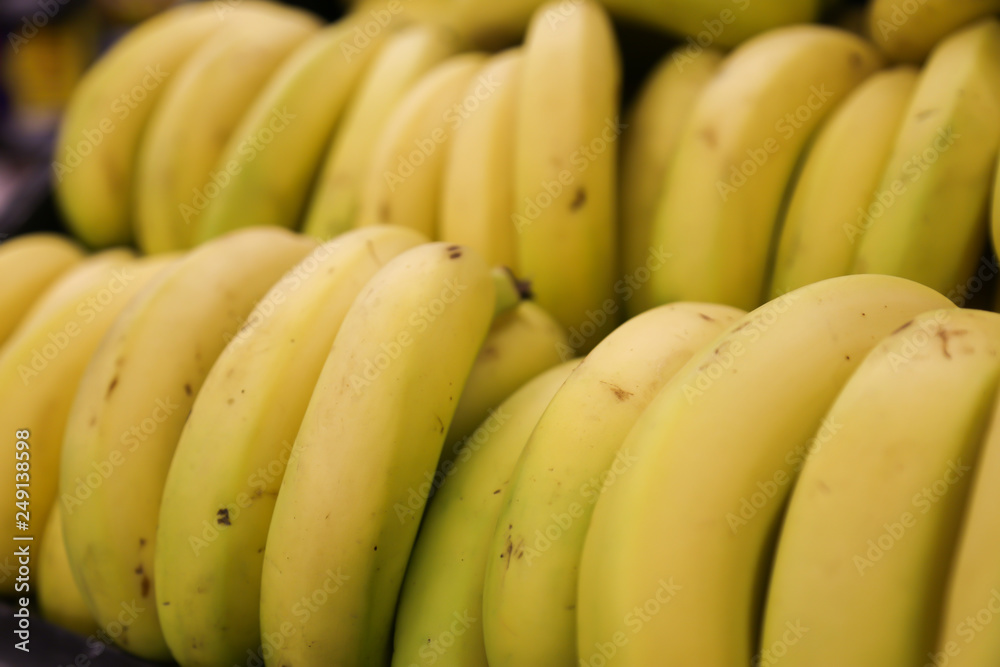 Yellow bananas in a row