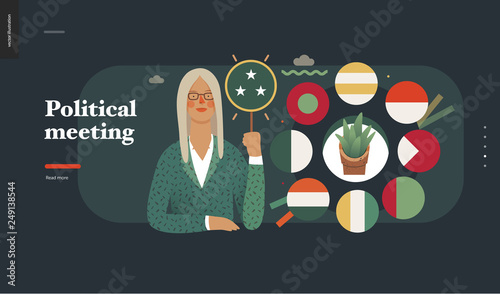 Technology 2 - Political meeting - flat vector concept digital illustration political meeting metaphor. Creative landing web page design template