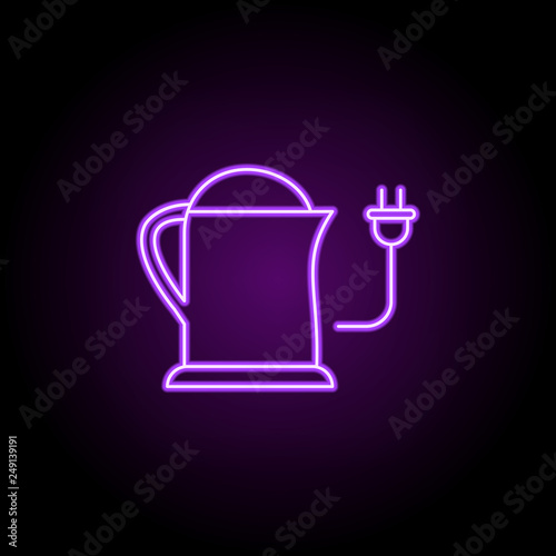 Electric kettle icon. Elements of Food and drink in neon style icons. Simple icon for websites, web design, mobile app, info graphics