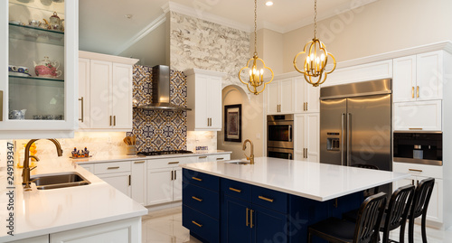 Modern White Kitchen in Estate Home photo