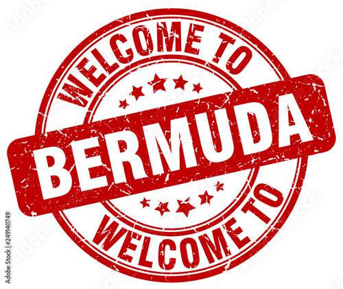 welcome to Bermuda red round vintage stamp