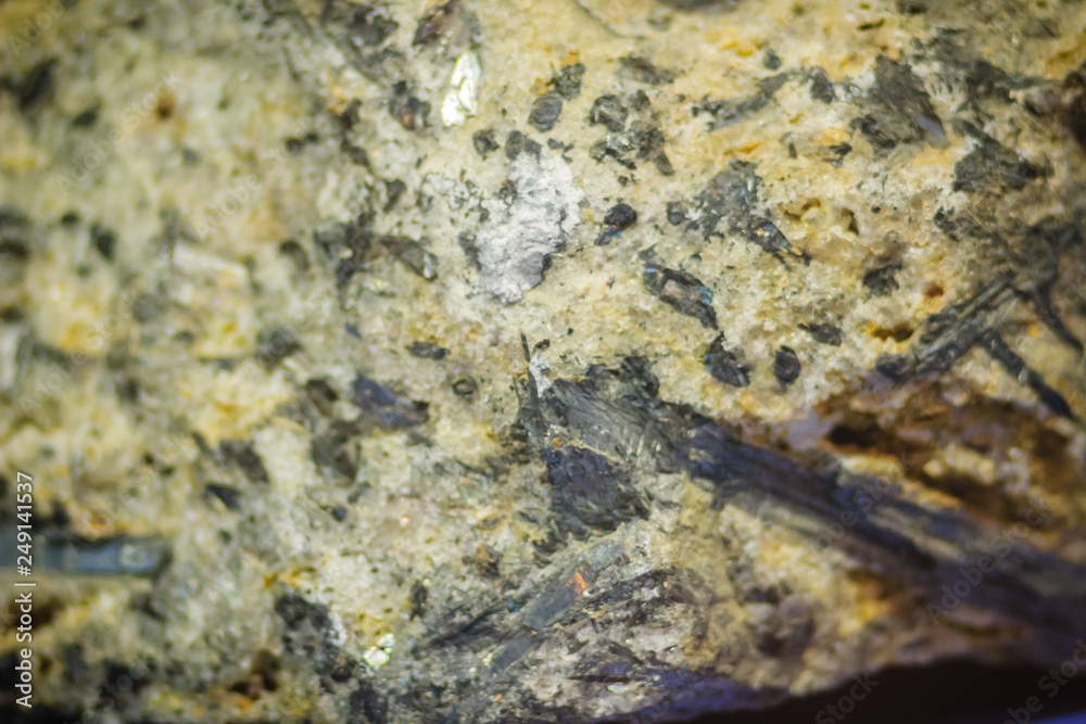 Stibnite acicular habit rock specimen from mining and quarrying industries. Stibnite is a sulfide mineral with the formula Sb2S3 and it is the most important source for the metalloid antimony.