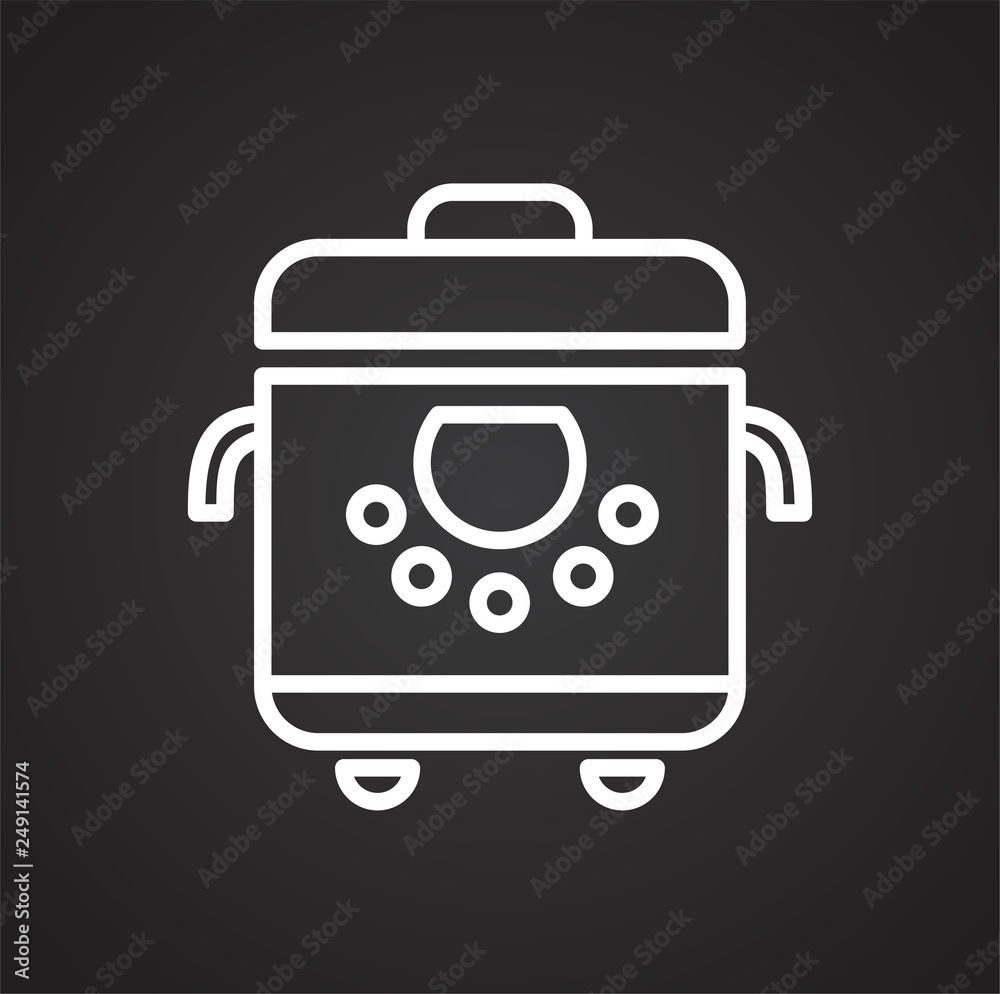 Multicooker line icon on black background for graphic and web design, Modern simple vector sign. Internet concept. Trendy symbol for website design web button or mobile app Multicooker line icon on black background for graphic and web design, Modern simple vector sign. Internet concept. Trendy symbol for website design web button or mobile app