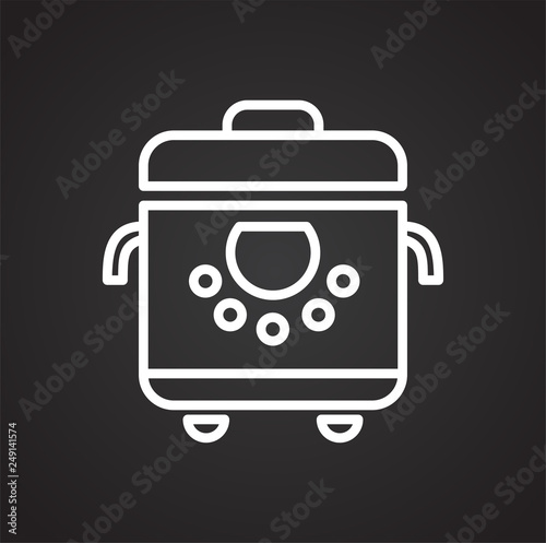 Multicooker line icon on black background for graphic and web design, Modern simple vector sign. Internet concept. Trendy symbol for website design web button or mobile app