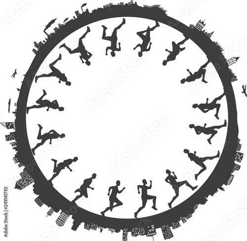 People run around the world